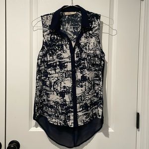 Elodie Navy Button-Down Blouse